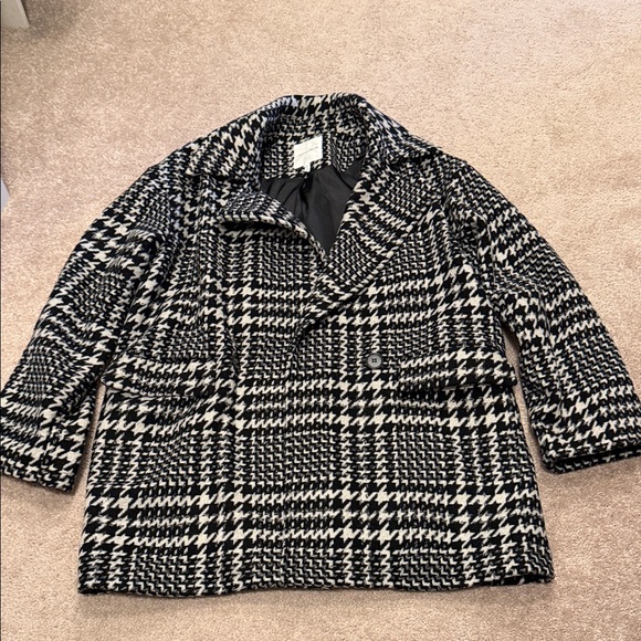 Avec Les Filles Jackets & Blazers - Avec Les Filles Black and White Pea Coat